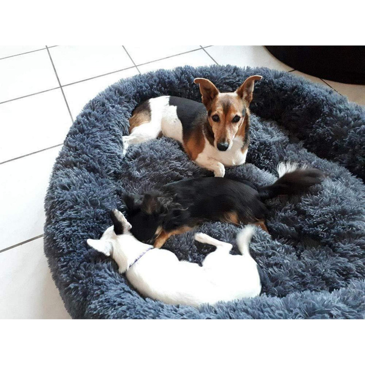 Flauschiges Hundebett Dunkelgrau 100cm – Abnehmbar & Waschbar