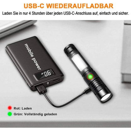 LED Taschenlampe Extrem Hell 2000 Lumen Wiederaufladbar Mini