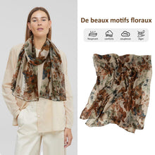 Damen Schal Musselin Baumwolle Floral Herbst Braun