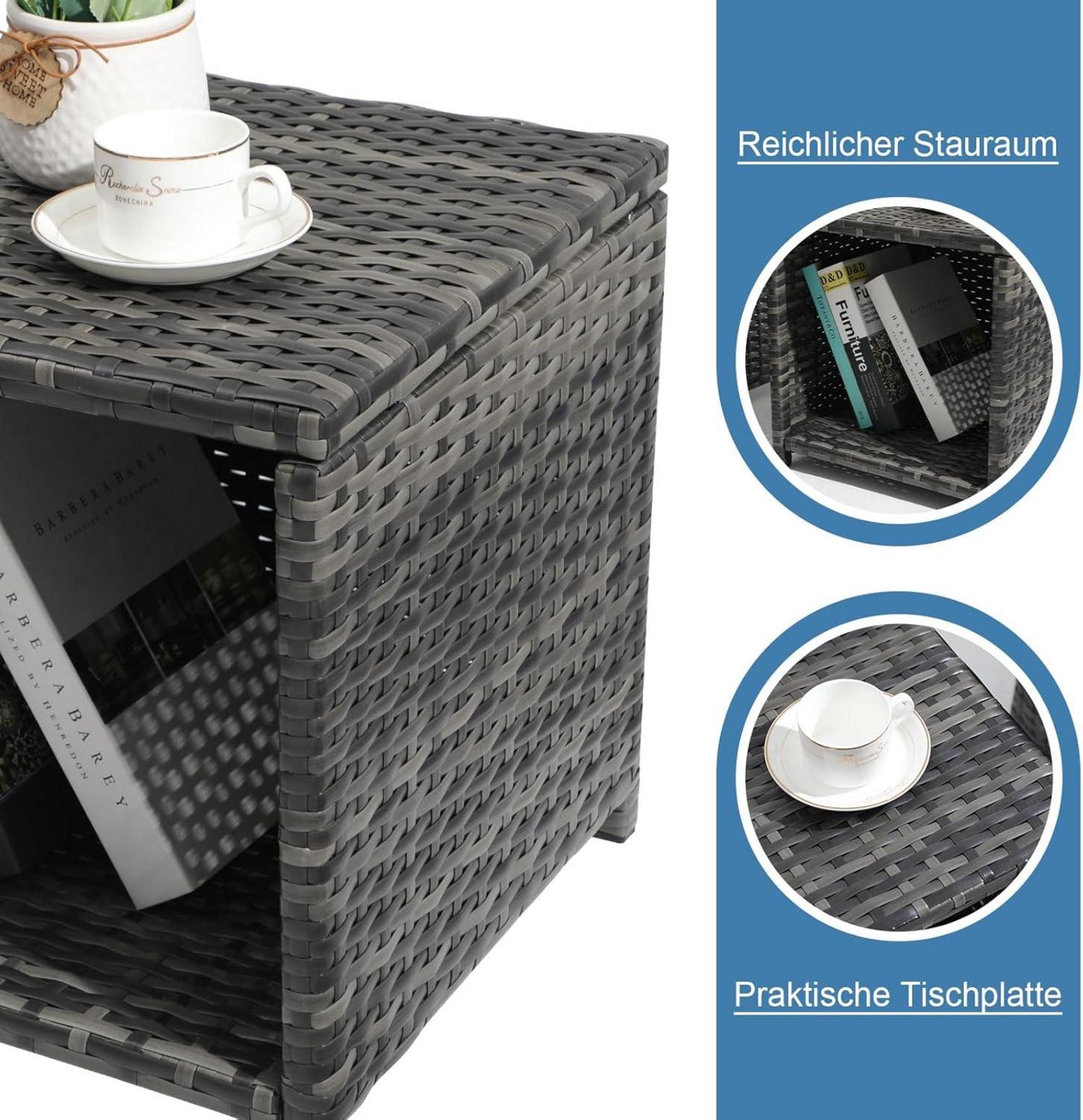 Rattan Balkonmöbel-Set mit Gartensessel und Hocker