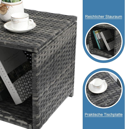 Rattan Balkonmöbel-Set mit Gartensessel und Hocker