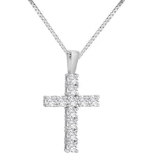 Kreuzkette Moissanite Zirkonia Anhänger 14K Gold Weißgold