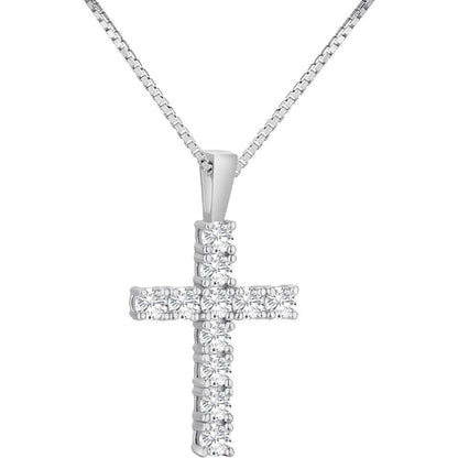 Kreuzkette Moissanite Zirkonia Anhänger 14K Gold Weißgold