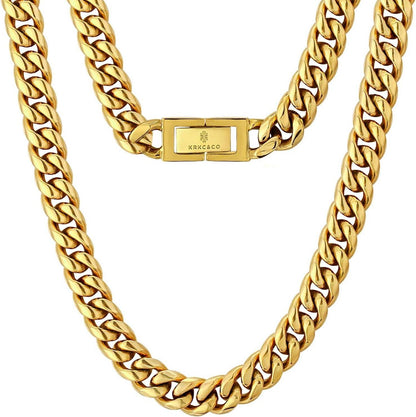 Panzerkette Herren Halskette 18K Gold Cuban Link Chain 55.9cm Gold