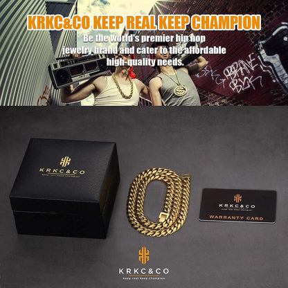 Panzerkette Herren Halskette 18K Gold Cuban Link Chain Edelstahl