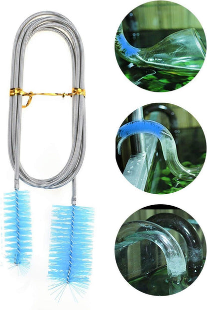 Aquarium Reinigungsbürste 150cm Flexibel Doppelkopf Rohrbürste Blau