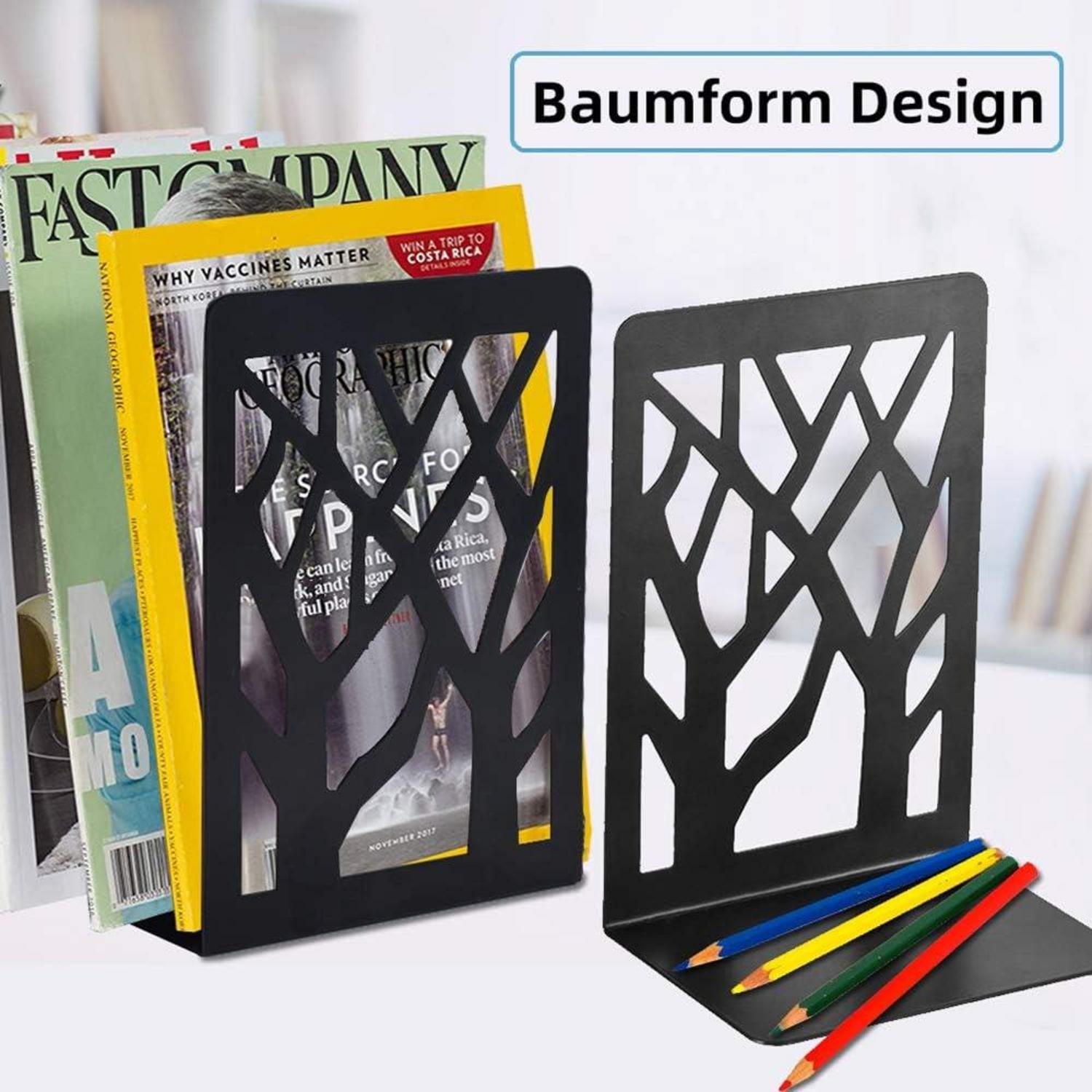 Buchstütze CD DVD Halter Metall Schwarz 1 Paar - Rutschfestes Design
