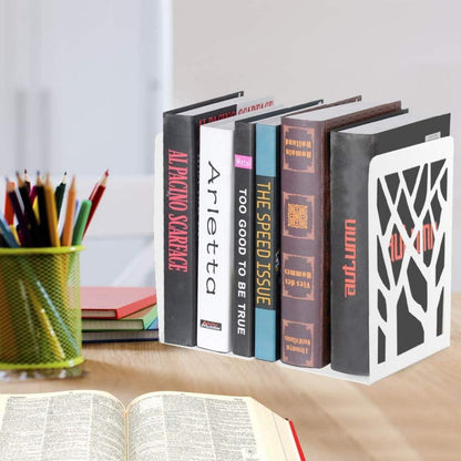 Buchstützen Metall Weiß Book Holder CD DVD Halter für Regal 2 Paar