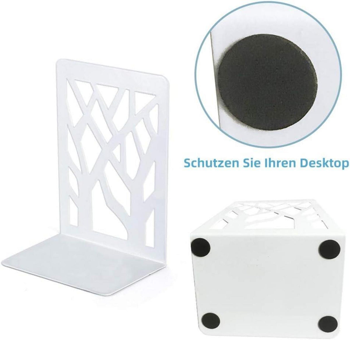 Buchstütze Metall Weiß für Kinder, CD, DVD, Regal - 2