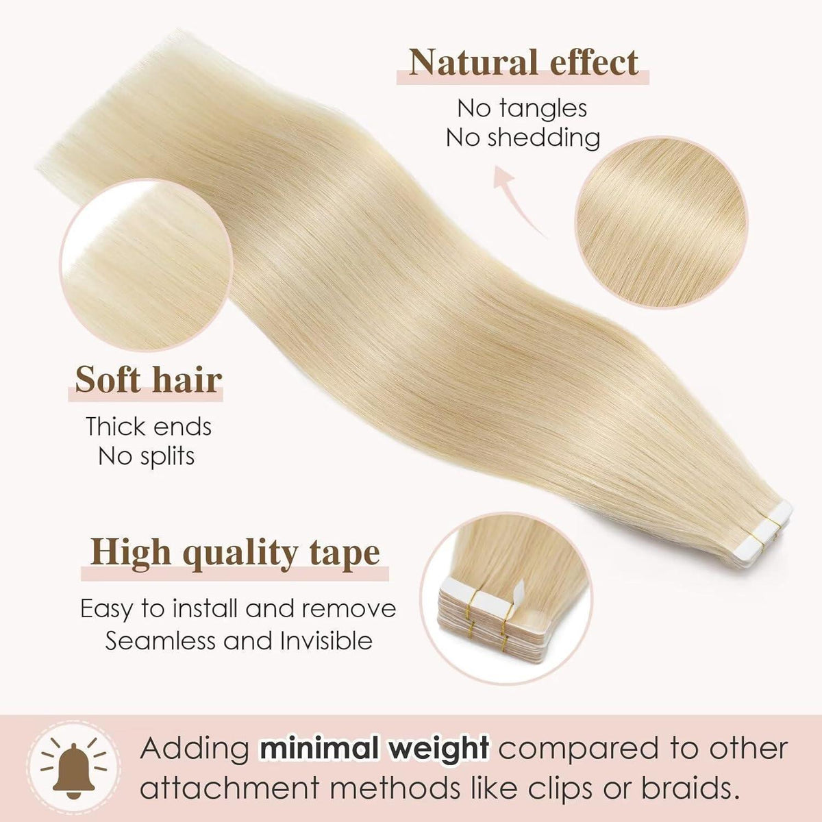 Blond Tape Extensions Echthaar 50cm - 40 Stück Remy Haarverlängerung