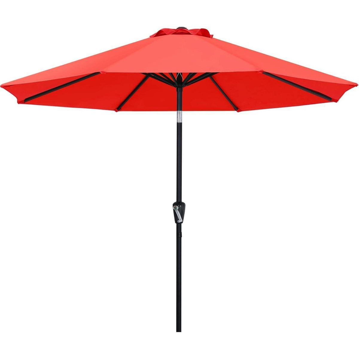 270cm Sonnenschirm Rot mit Kurbel und Neigungsfunktion