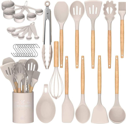Küchenutensilien-Set Silikon Spachtel Holzgriff 24-teilig