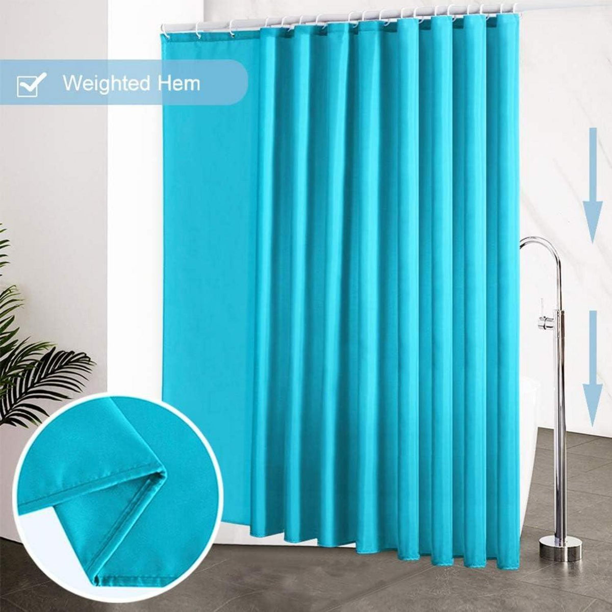 Duschvorhang Überlänge Textil Anti-schimmel Aquamarine 275x180cm