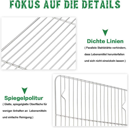TEAMFAR Abkühlgitter aus Edelstahl 29,7 x 22,8 x 1,5 cm für Braten Backen Grillen Kühlen