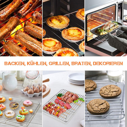 Abkühlgitter Set Edelstahl Braten Backen Grillen Kühlen 29,7x22,8x1,5 cm