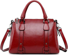 Damen Leder Handtasche Weinrot Schultertasche Henkeltasche