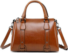 Leder Damen Handtasche Schultertasche Umhängetasche Braun