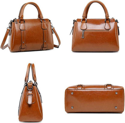 Coolives Damen Leder Handtasche Schultertasche Braun second Layer Rindsleder