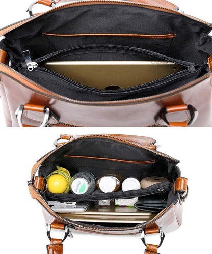 Damen Leder Handtasche Umhängetasche Schultertasche Braun H10EUH