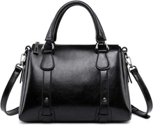 Leder Handtasche Damen Schulter Umhängetasche Schwarz