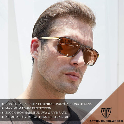 ATTCL Herren Polarisierte Sonnenbrille Rechteckigen UV400