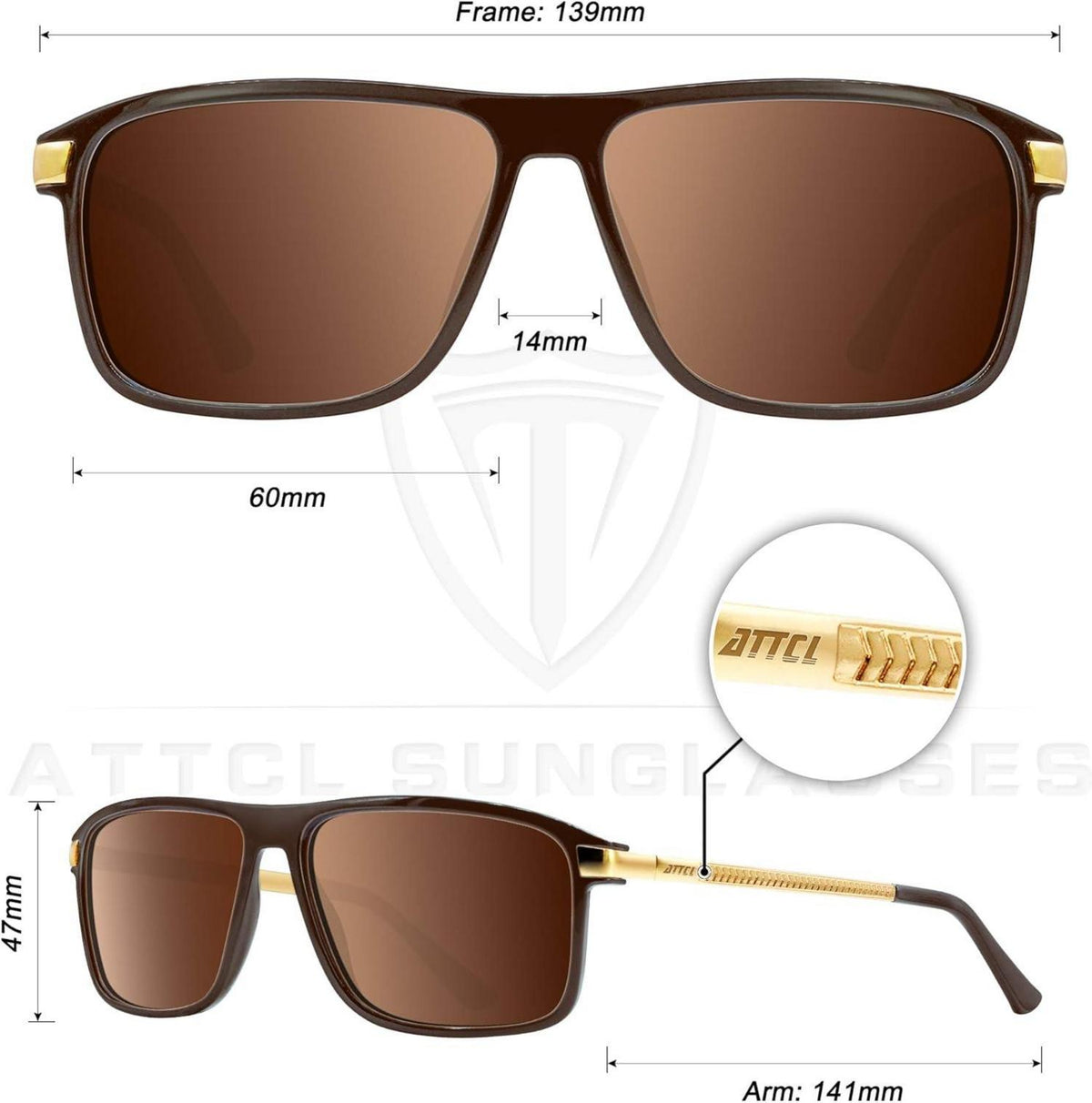 Polarisierte UV400 Sonnenbrille für Herren - TR90 Rahmen - Metall Arme