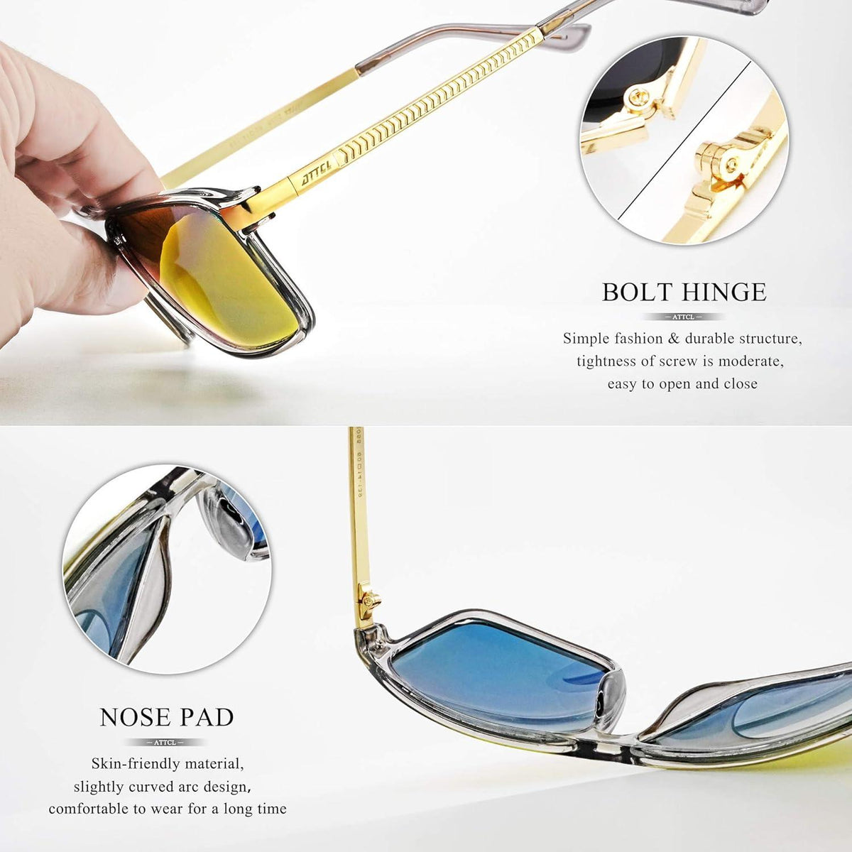 ATTCL Polarisierte Herren Sonnenbrille Rechteckig UV400 Angeln Golf