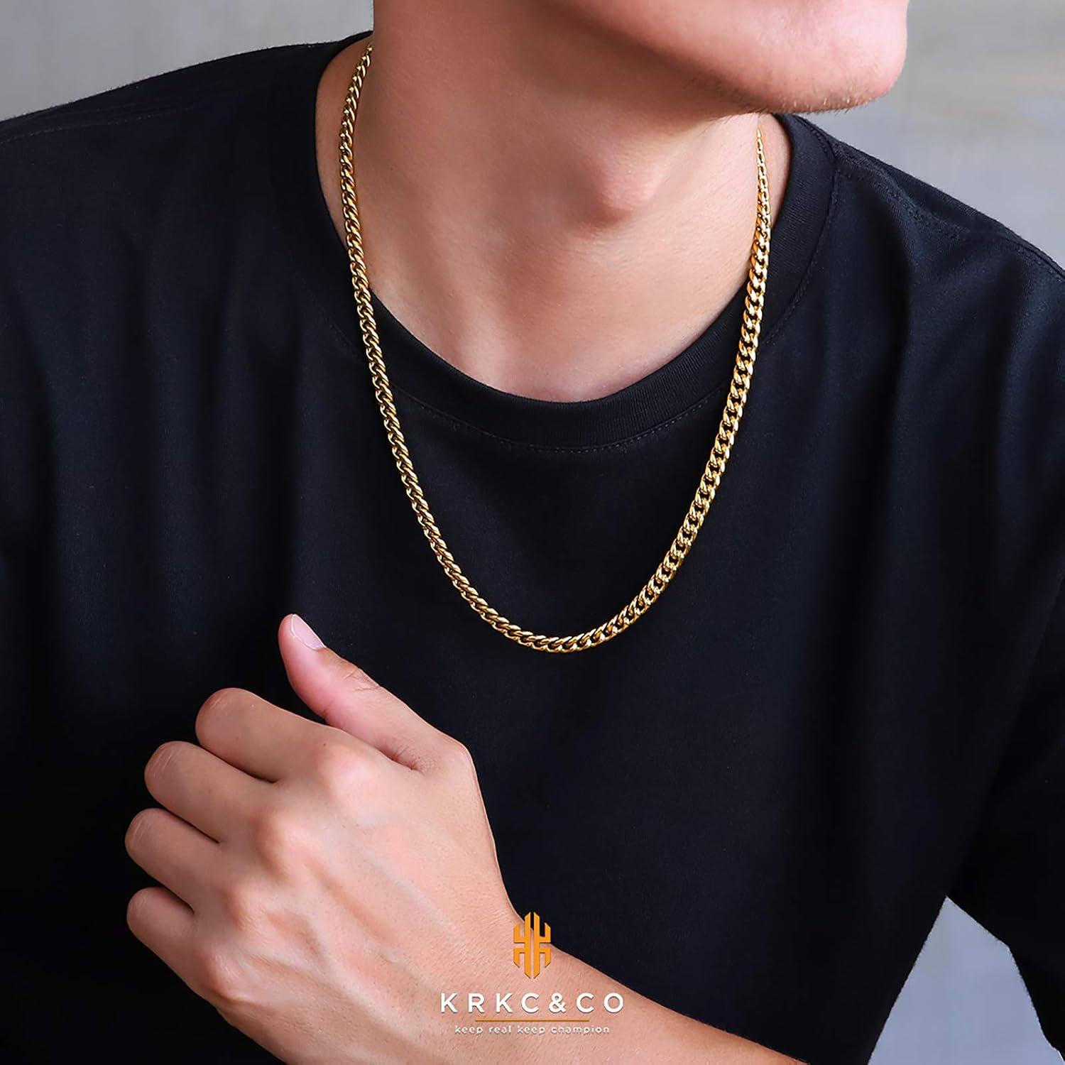 Halskette Edelstahl 6mm Cuban Link Chains Gold vergoldet 55.9cm
