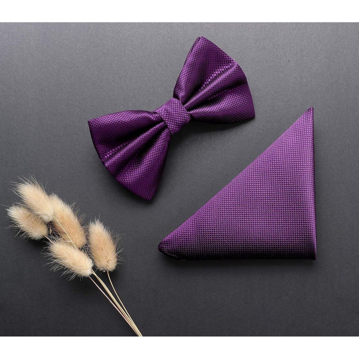 Herren Fliege mit Einstecktuch Set Lila