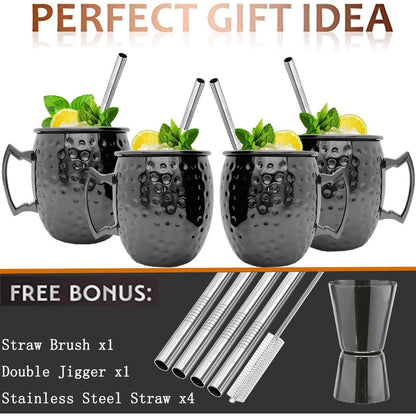 Moscow Mule Becher Set 4er Gunmetal Schwarz 550ml Genießen