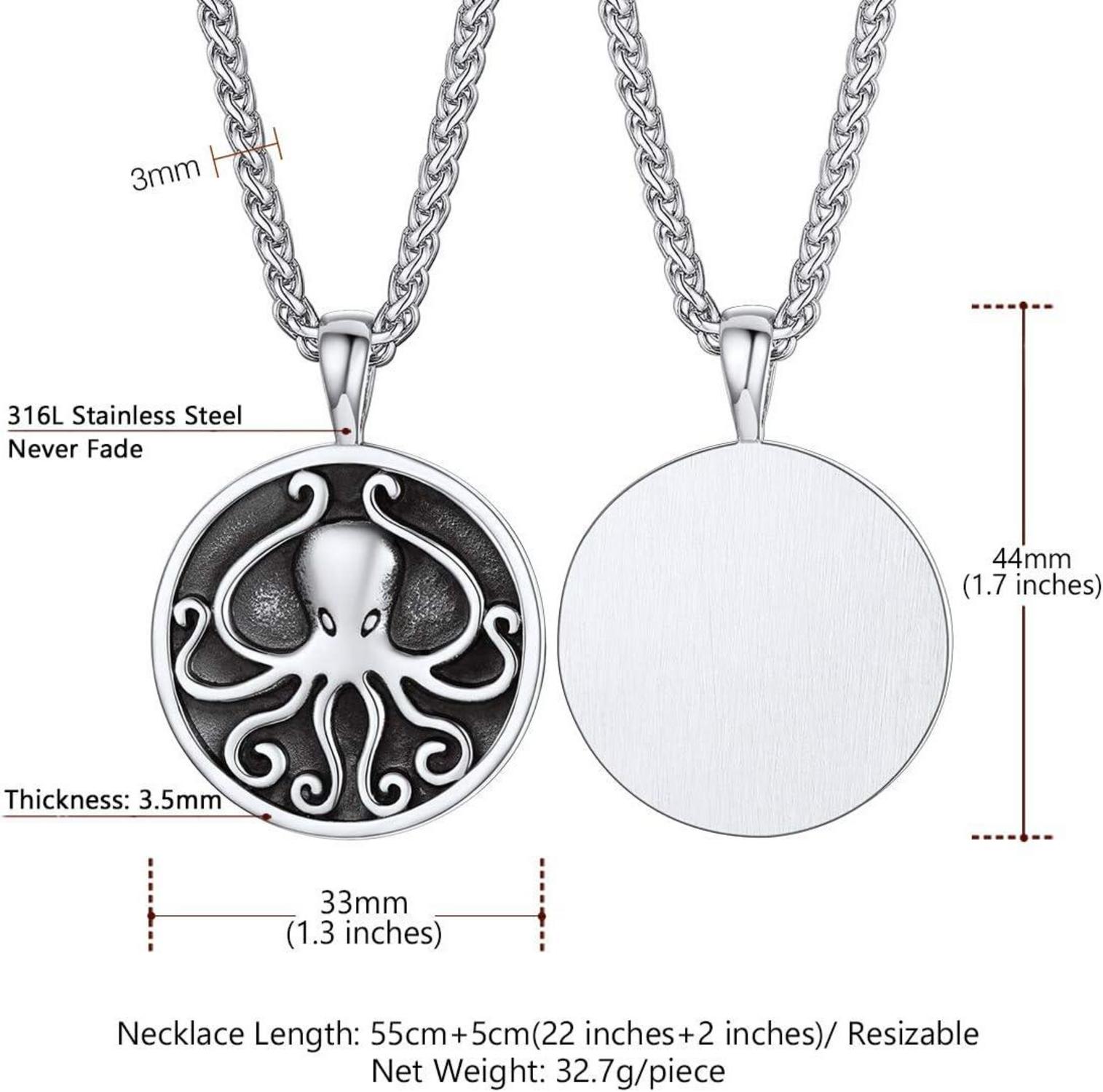 U7 Octopus Medaille Halskette Edelstahl 18k vergoldet Ozean Tier Modeschmuck
