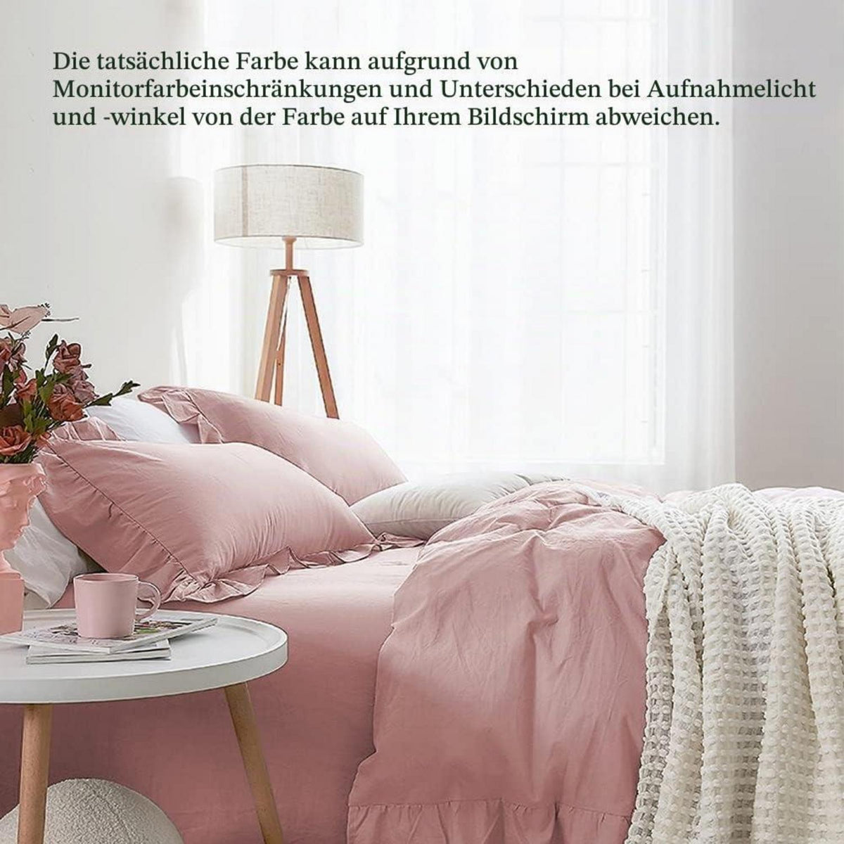 Rosa Rüschen Bettwäsche Set 135x200 - 4-teilig