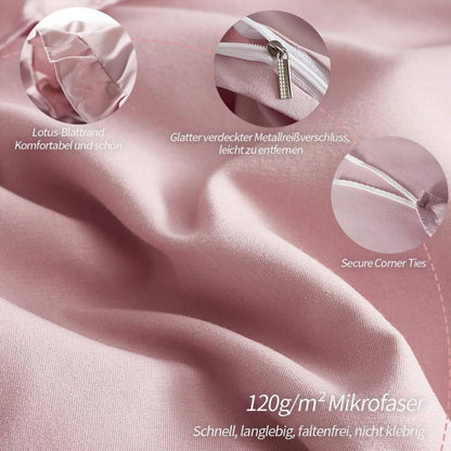 Rosa Rüschen Bettwäsche Set 135x200 - 4-teilig