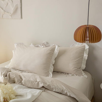 Rüschen Bettwäsche 220x240 Beige Weiß