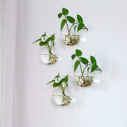 Wandbehang Glas Pflanzgefäße Sphärisch 4 Stück mit bunten Steinen