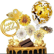 Tortendeko Gold Happy Birthday Konfetti Luftballon Feuerwerk