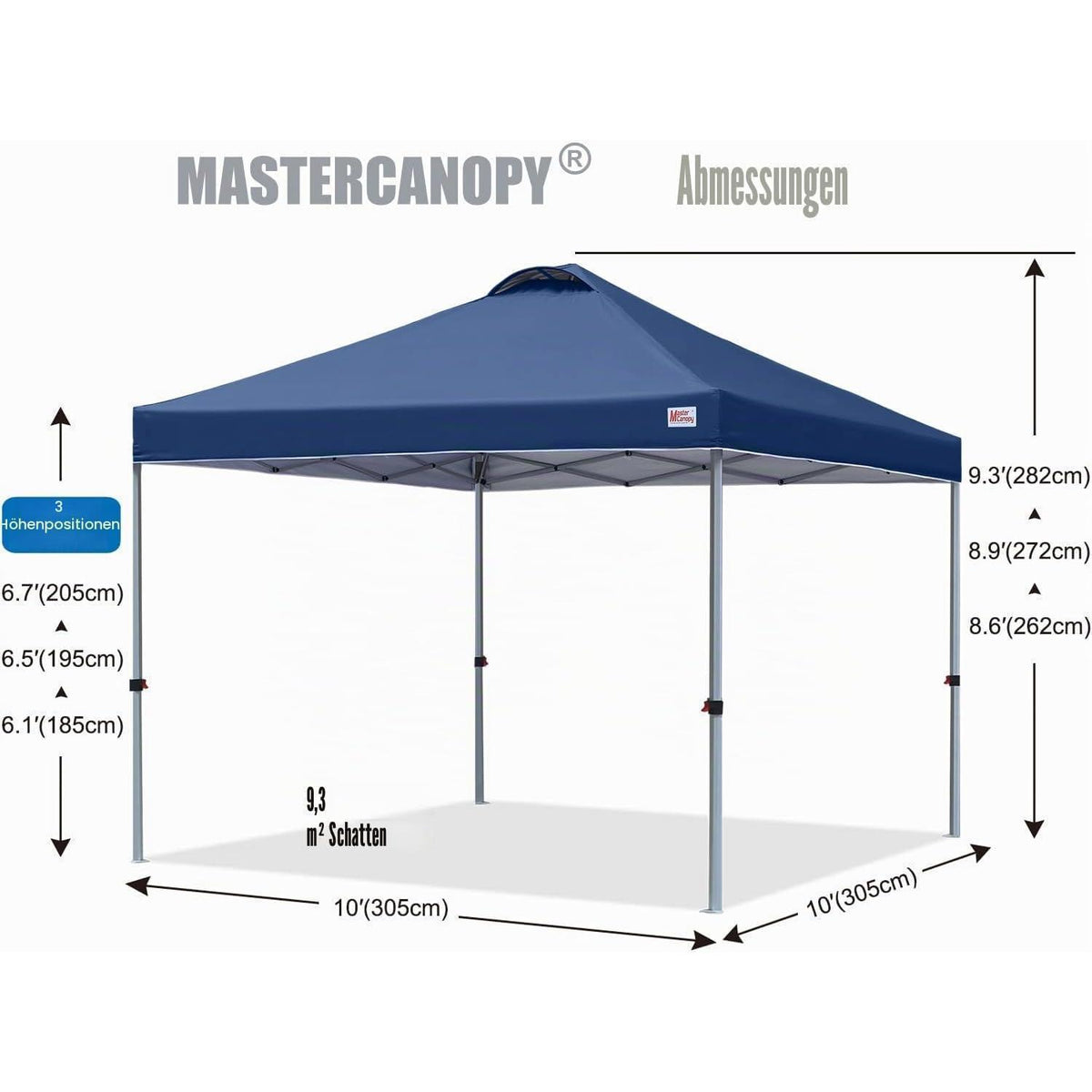 3x3 Pop-up Pavillon – Höhenverstellbar & Wasserabweisend