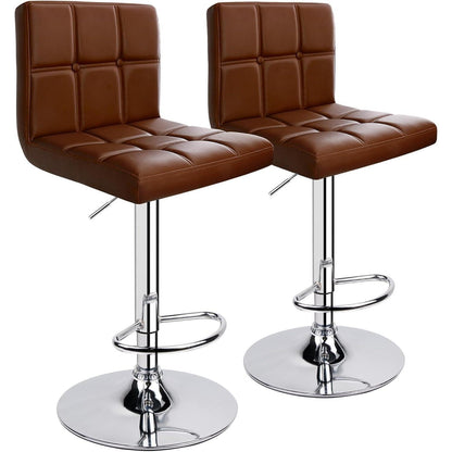 Barhocker-Set (2x) höhenverstellbar, Kaffee in Lederoptik