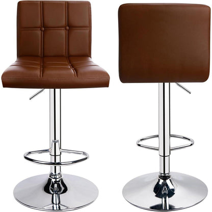 Barhocker-Set (2x) höhenverstellbar, Kaffee in Lederoptik