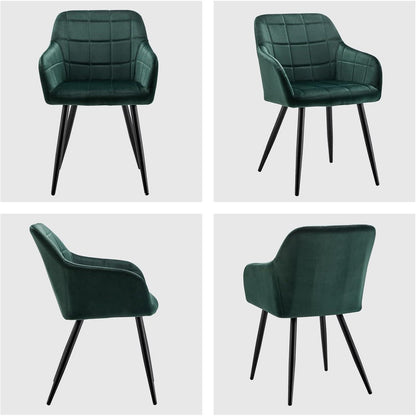 Samt Esszimmerstühle 2er Set – Grün, Bequeme Polsterstühle
