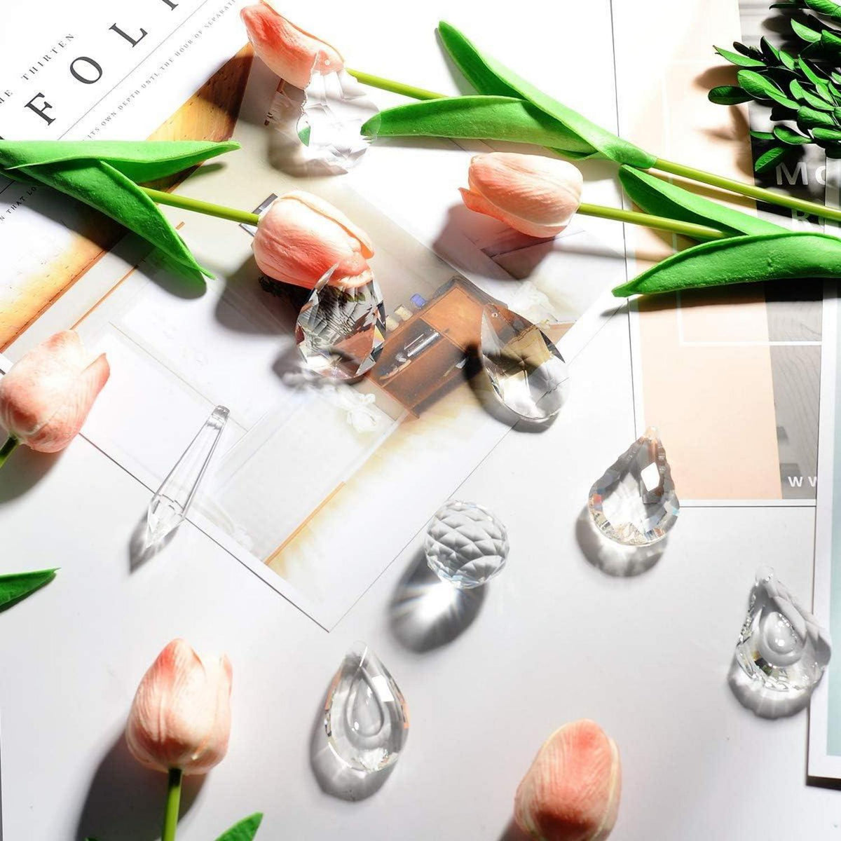 Herefun Kristall Sonnenfänger 15er Pack Feng Shui Dekoration Kristallglas Prisma Anhänger