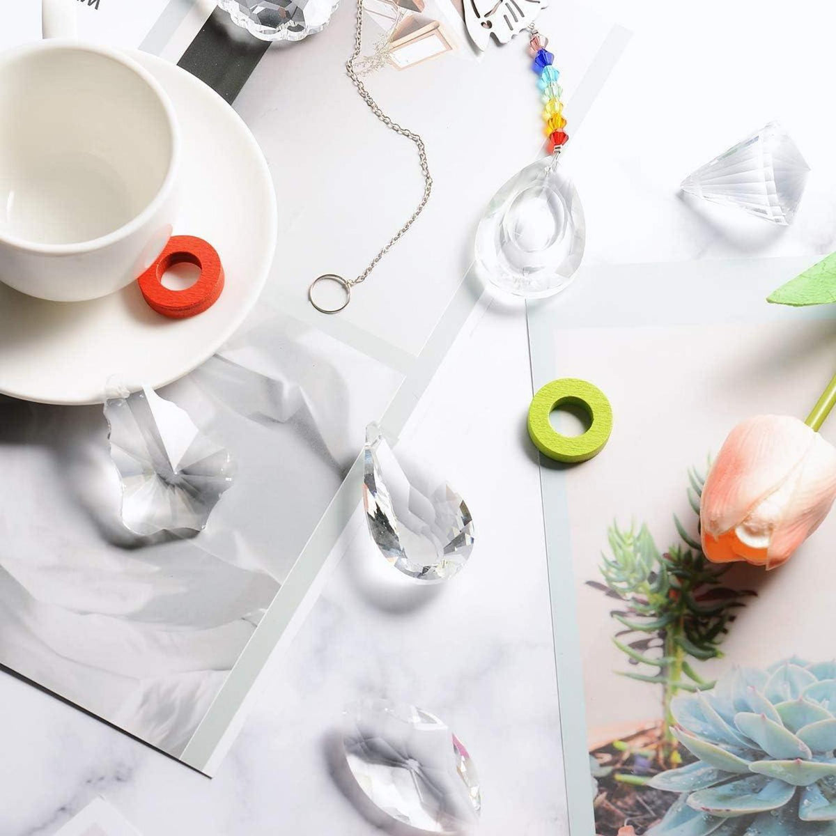 Kristall Sonnenfänger 15er Pack Feng Shui Dekoration Glas Prisma Lampe