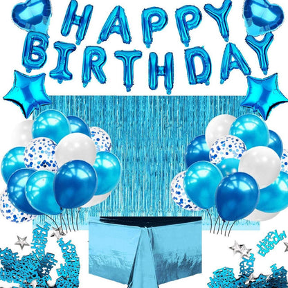 Party Deko Set Happy Birthday Blau Luftballons Folienballon Girlande