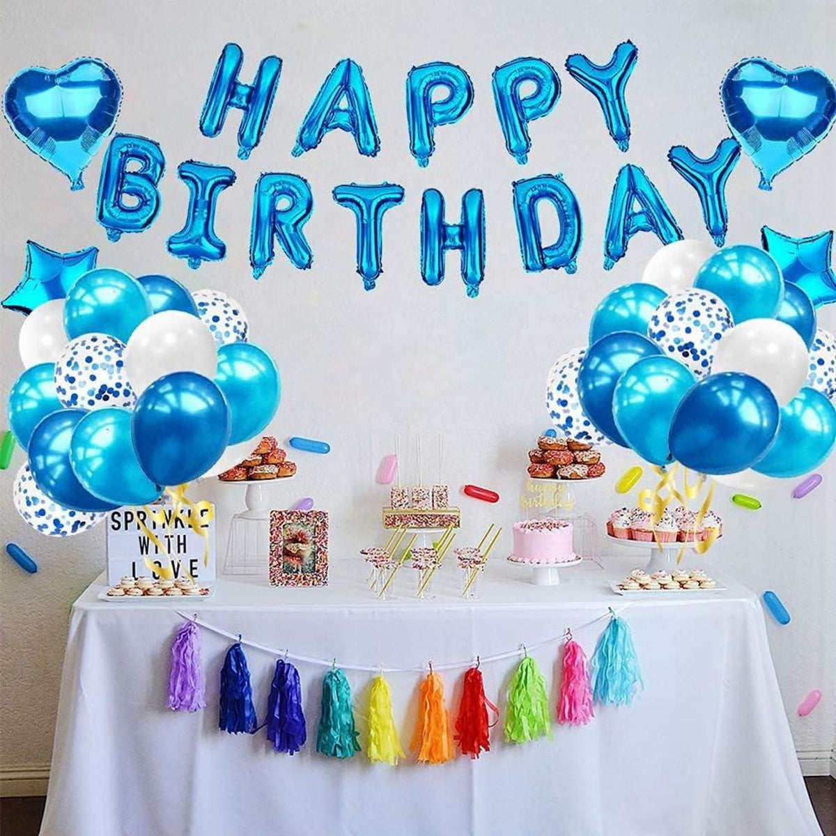 iZoeL Happy Birthday Deko Set Blau für Jungen Mann Mädchen Frau