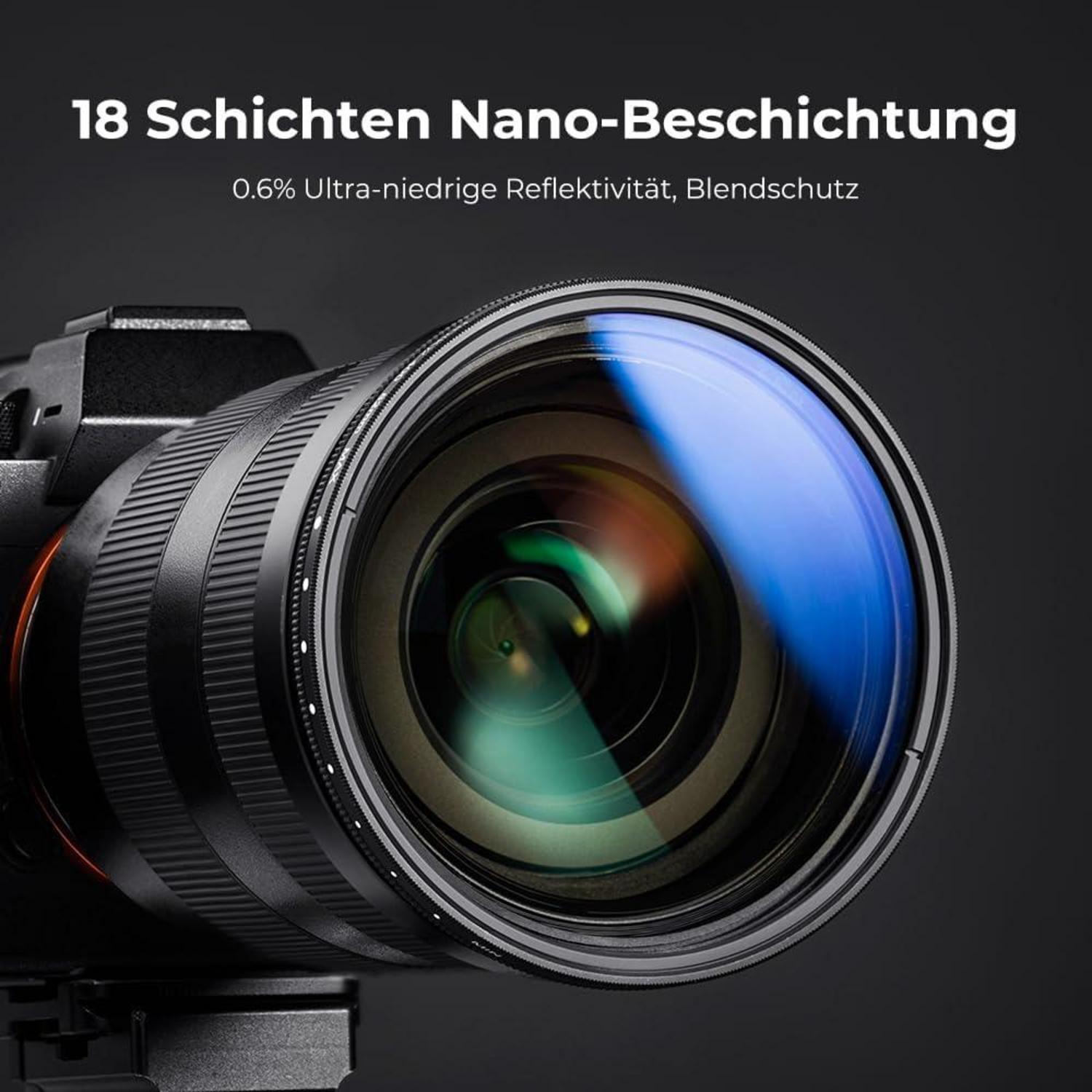 K&F Concept 58mm Variabler ND Filter ND2-400 Slim Neutral