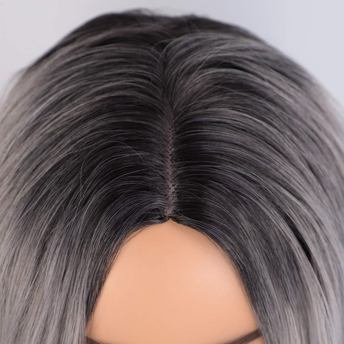 Graue Lang Lockige Damen Perücke Ombre Silber Haar Perücke
