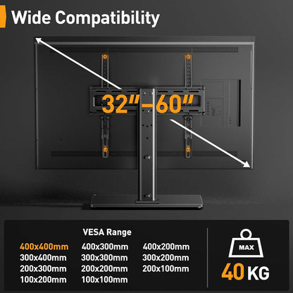 TV Standfuß Schwenkbar Höhenverstellbar 32-60 Zoll VESA 400x400mm Bis 40kg