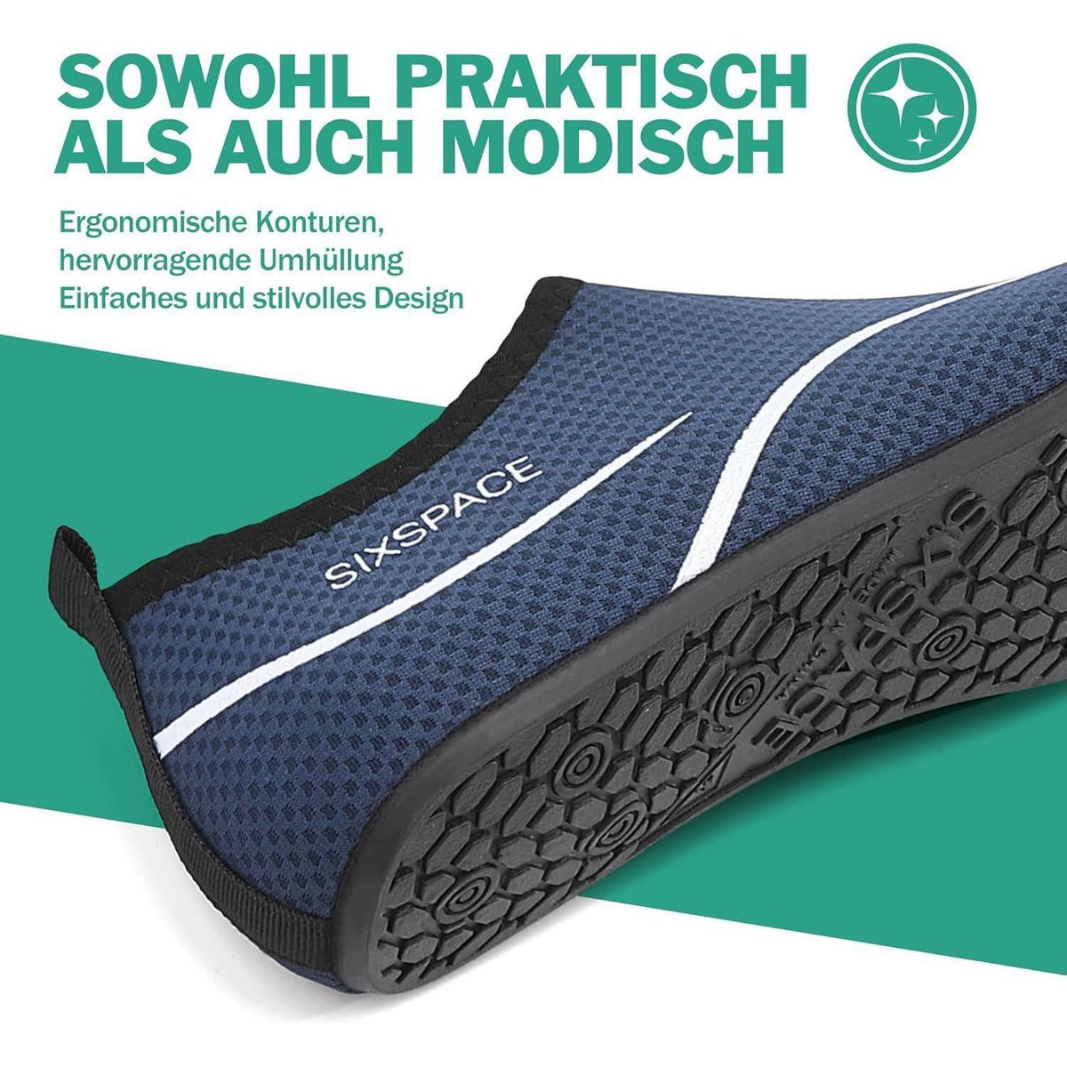 Badeschuhe Wasserschuhe Schnell Trocknend Rutschfest Dunkelblau