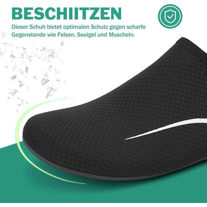 Wasserschuhe Schnell Trocknend Rutschfest für Damen und Herren Schwarz