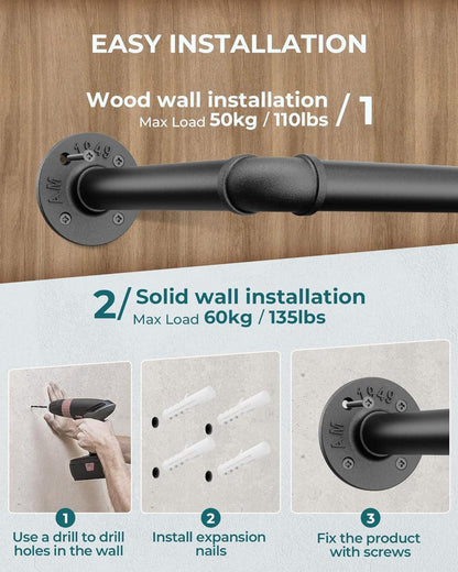 Industrierohr Kleiderstange Set 2er 49cm wandmontage Retro Metall
